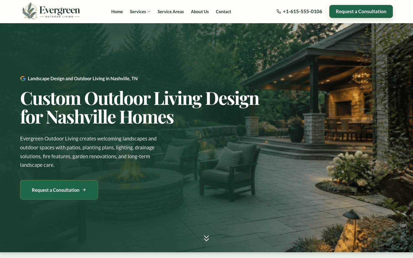 Evergreen Outdoor Living website preview