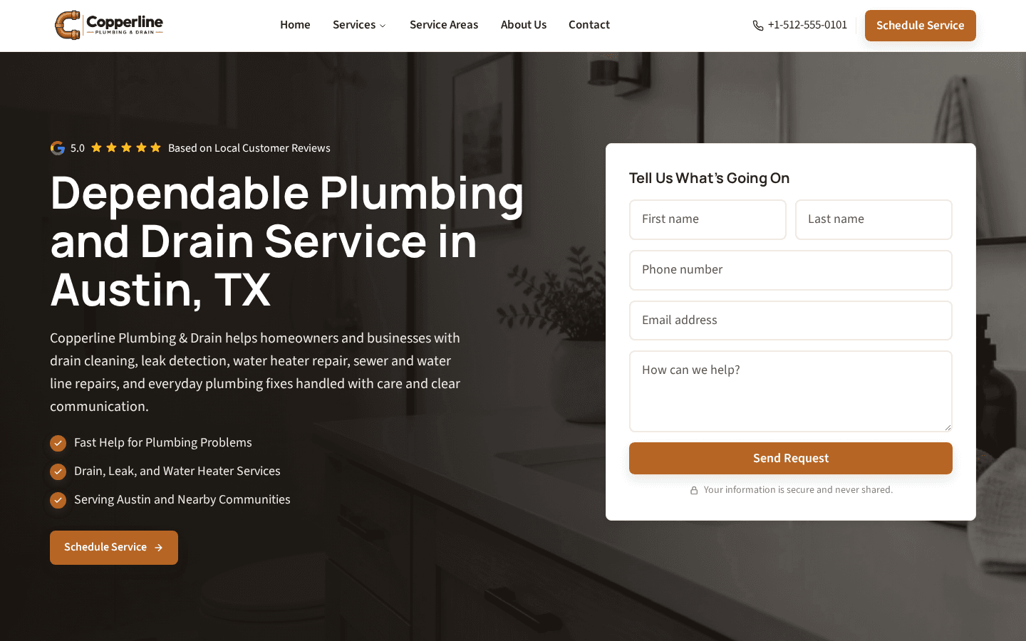 Copperline Plumbing & Drain website preview